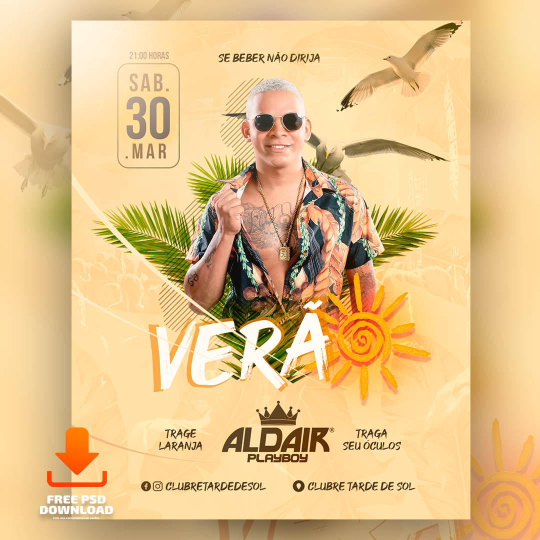 Baixe PSD Free (Grátis) – Flyer – Aldair Playboy - Verão (@moraesodesigner) PhotoShop CC
