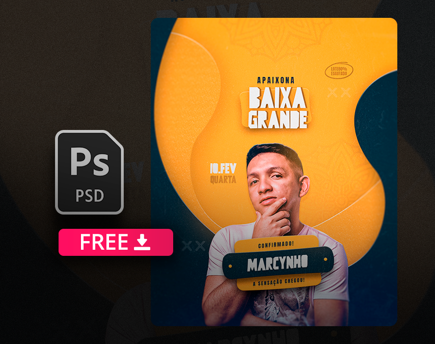 PSD FREE: Flyer Marcynho Sensação - Baixa Grande - MD8