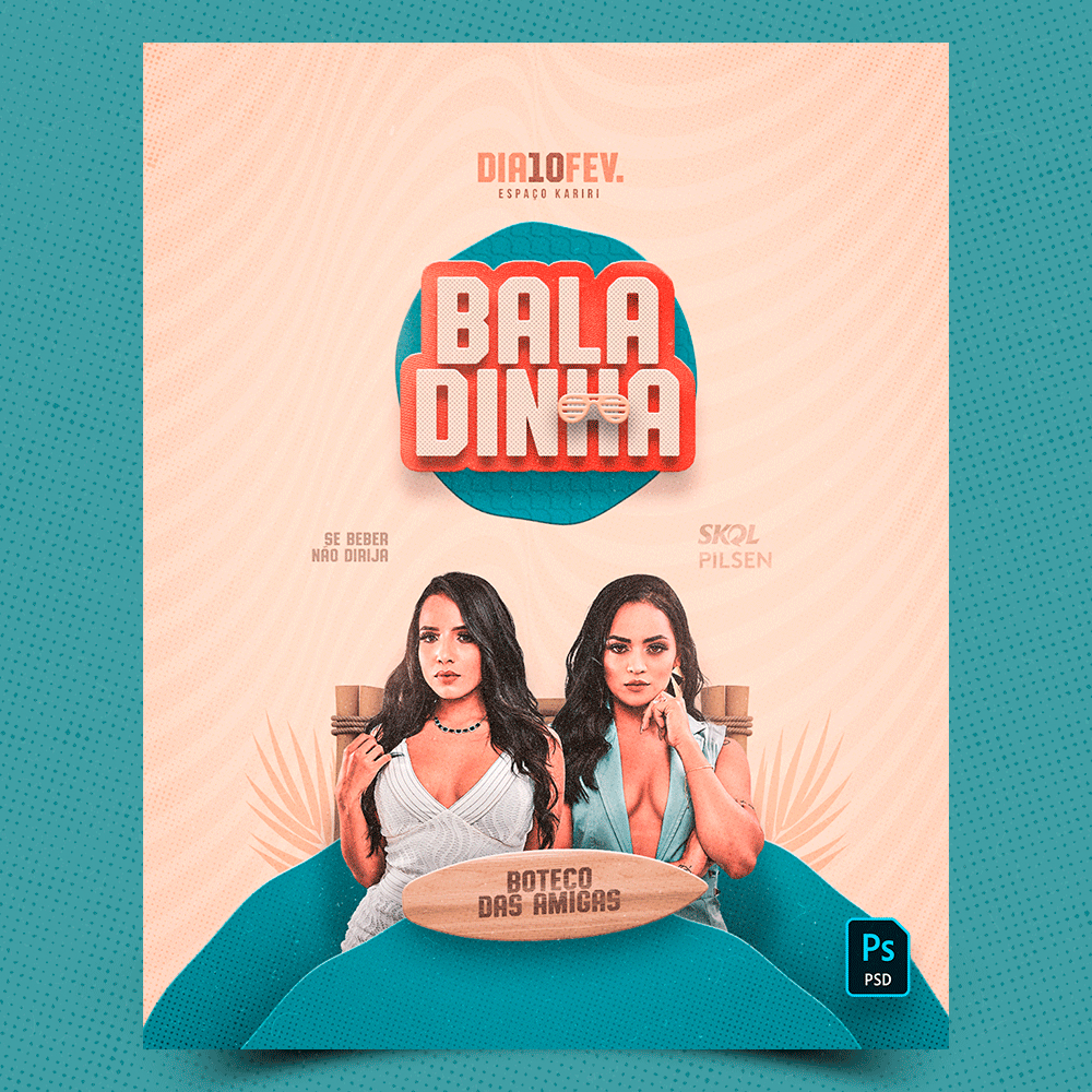 PSD FREE: Flyer Baladinha Boteco das Amigas - MD PACK