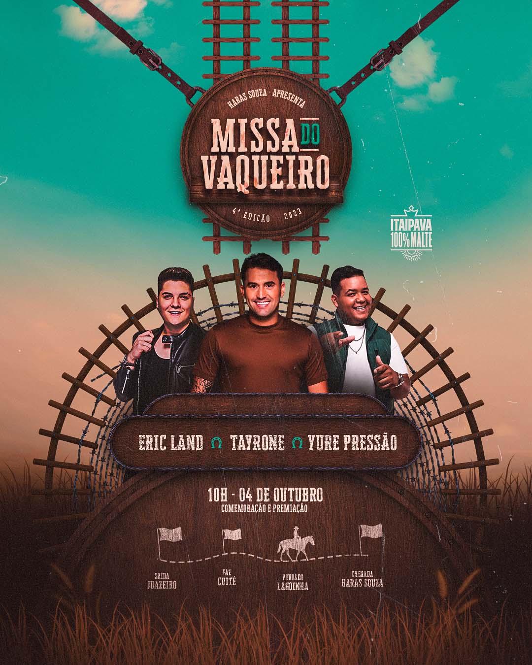 FLYER FREE: Missa dos Vaqueiros, Vaquejada e Cavalgada - Editável no PhotoShop e Canva