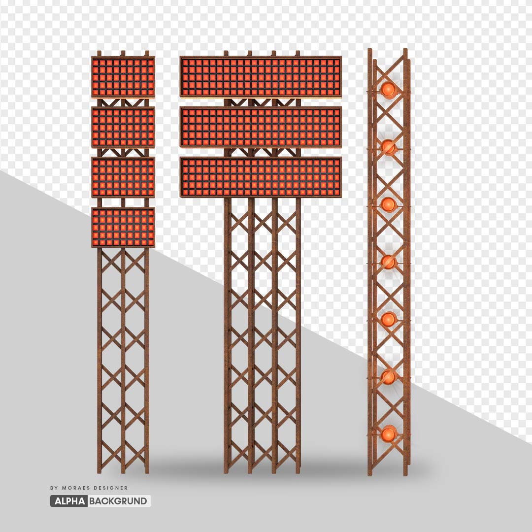 PNG FREE: Painéis de Led e Estruturas Metálicas criadas no C4D, Baixe agora