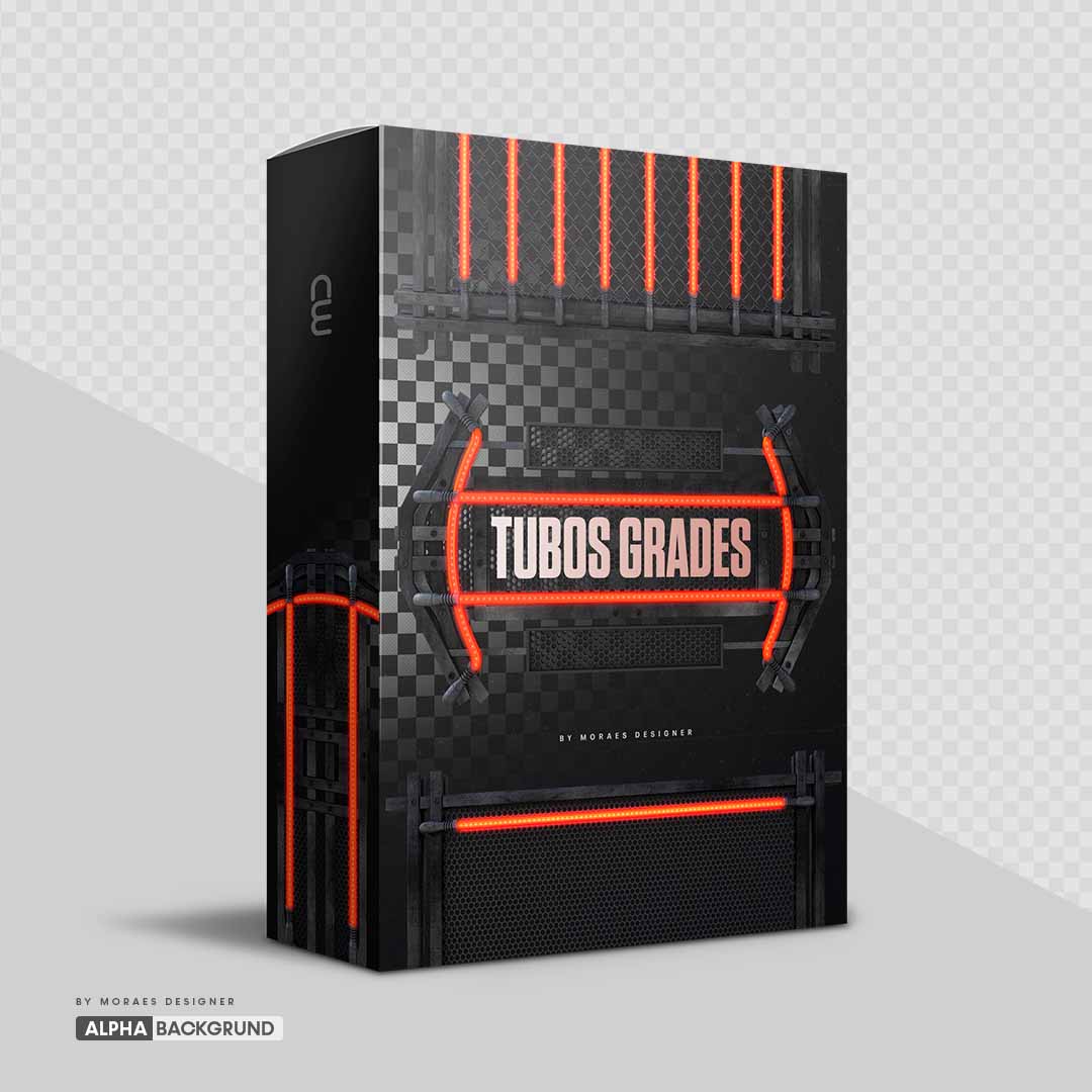 PNG FREE: Pack de Elementos Tubos e Grades Neon 3D [ download grátis ]