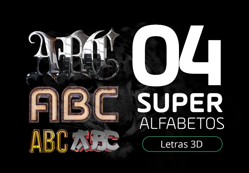 4 Super Alfabetos / Letras 3D Free (grátis)