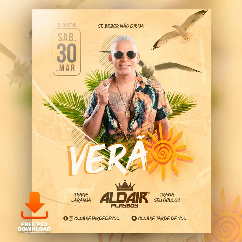 Baixe PSD Free (Grátis) – Flyer – Aldair Playboy - Verão (@moraesodesigner) PhotoShop CC