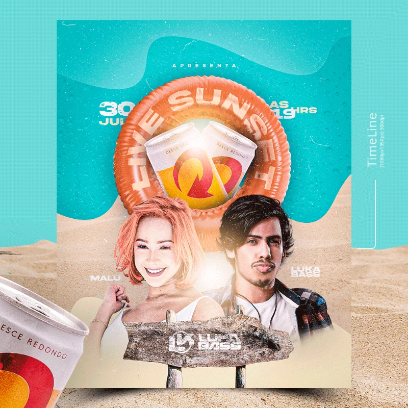 PSD Free: Flyer Live Sunset Malu & Luka Bass