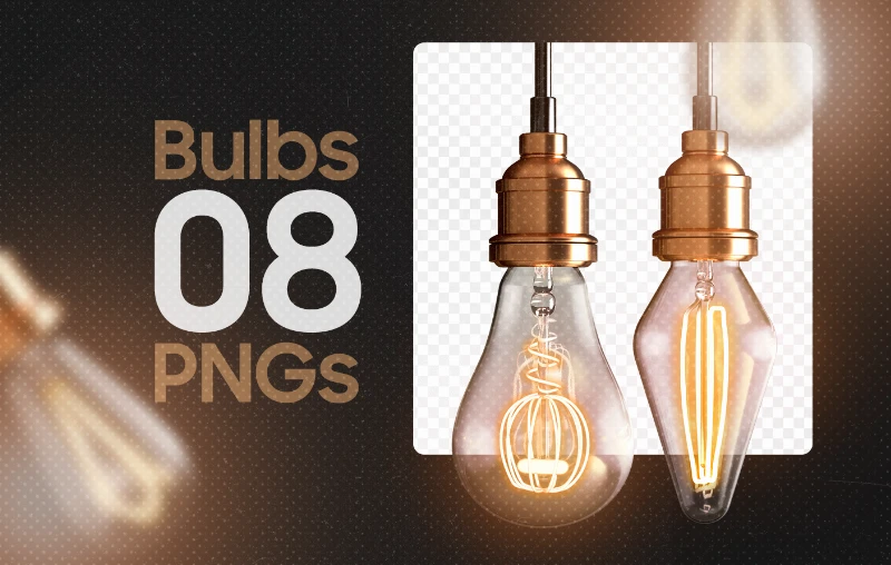 PACK FREE: BULBS RETRO 8 PNG