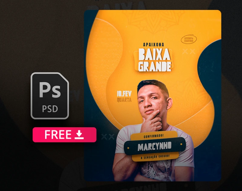 PSD FREE: Flyer Marcynho Sensação - Baixa Grande - MD8