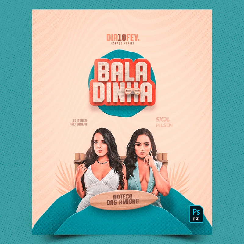 PSD FREE: Flyer Baladinha Boteco das Amigas - MD PACK