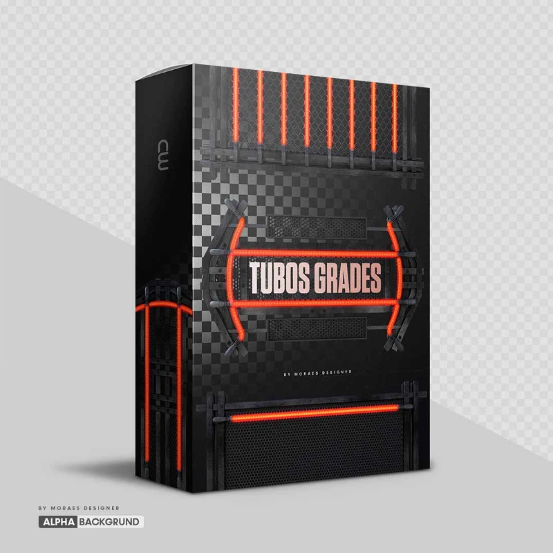 PNG FREE: Pack de Elementos Tubos e Grades Neon 3D [ download grátis ]