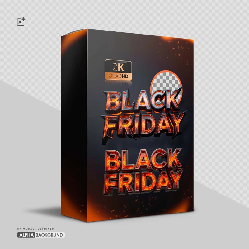 PNG FREE: Selos 3D PNG Black Friday com Fundo Transparente